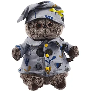 Мягкая игрушка Басик в голубой пижаме в цветочек (25 см) (Ks25-126)