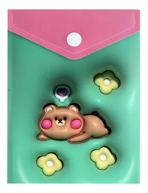 Папка-конверт А6 на кнопке "Kawaii. Мишка 3D", вертикальная 3027555
