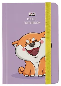 Скетчбук А6 48л "Pocket Скетчбук. Сиба-ину" белый офсет, резинка, тв.обложка