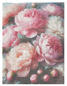 Алмазная мозаика. Классическая, с подрамником, с полным заполнением. Огромные пионы 30х40, 30 цветов