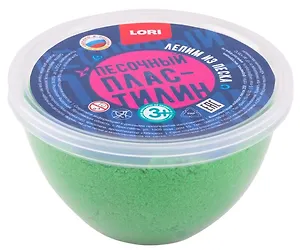 Пластилин песочный Зеленый (250 гр) (4+) (Пл-004) (банка) (Lori)