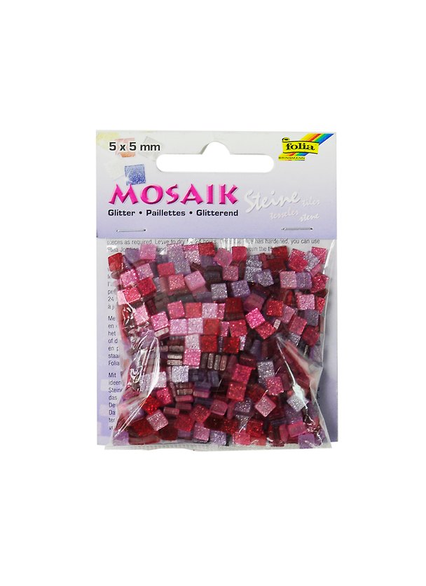 Мозаика для декор. Розовый фольга (61101) (5х5 мм) микст (упаковка) 2292450 — 1