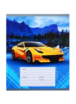 Тетрадь в клетку Unnika, "Спортивные авто", 24 листа, в ассортименте 254906