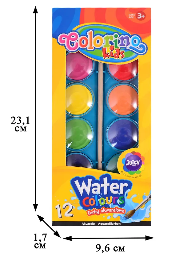 Краски акварельные 12цв "Water Colours", пл/уп., с/к., Colorino 259107 — 2