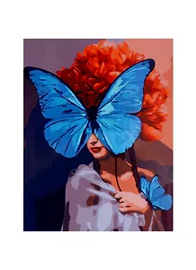 Холст с красками по номерам "Девушка с бабочкой", 40 х 50 см