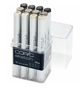 Набор маркеров Copic Sketch серые оттенки WG, 12 цветов