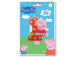 Праздничные аксессуары, Веселая Затея, Свеча-цифра 1 Пеппа 8см