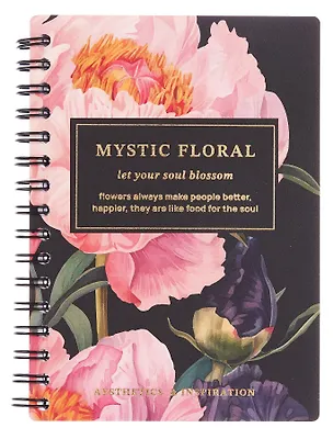 Записная книжка А6 80 листов в клетку, "Blossom. Peonies on black", на спирали 3077242