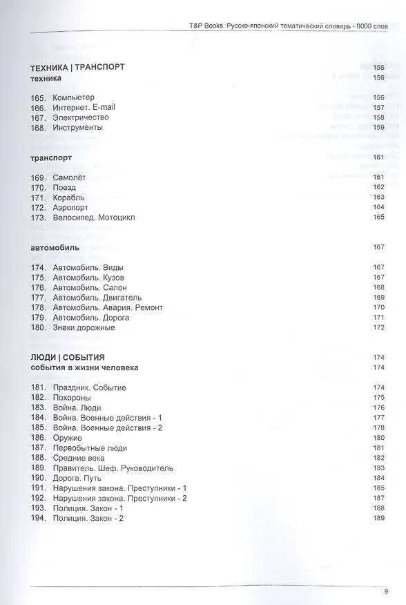 Книга Русско-японский тематический словарь. 9000 слов (Андрей Таранов) — 7