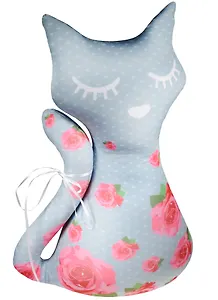 Игрушка-антистресс Киса Розочка голубая с цветами (41х27) (ПТ-1985024127)