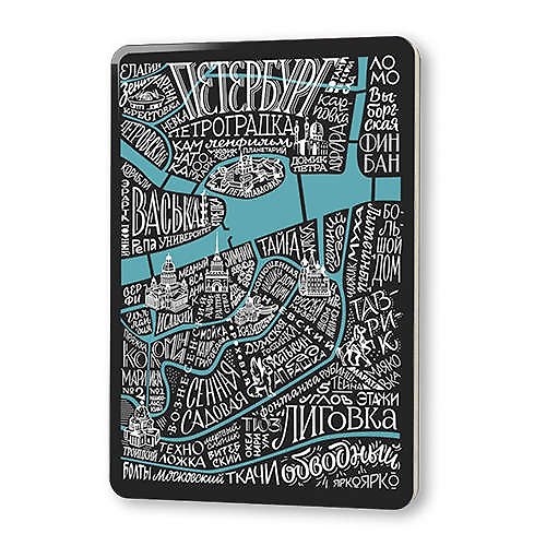Сувенир, Магнит Карта “Говори как Петербуржец” (черная) 5,6*8,3см, картон 336421 — 1