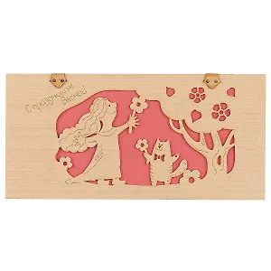 Открытка на 8 марта «Девочка с котом»