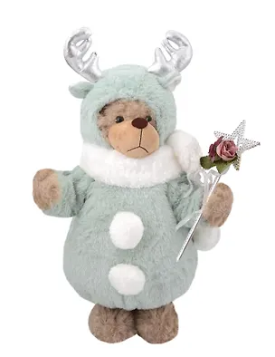 Мягкая игрушка Новогодний Мишка в костюме оленя (пластик, ткань) (20х40) (92785) 3131338