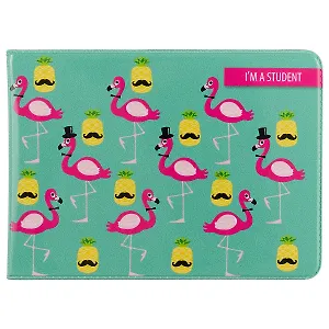 Обложка для студенческого Фламинго и ананасы с усами (СБ2017-040)