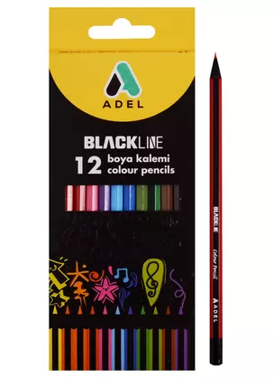 Карандаши цветные Adel, Blackline, 12 цветов — 247911 — 1