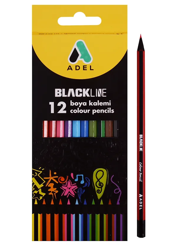 Карандаши цветные Adel, Blackline, 12 цветов 247911 — 1