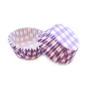 Набор бумажных форм для кексов Клетка фиолетовая, диаметр дна 5 см,  50 шт