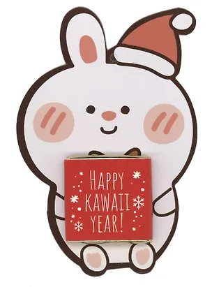 Открытка с шоколадом Kawaii С Новым годом зайка, подвес, 5г 3055619