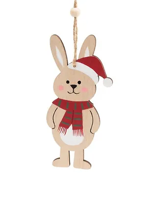 Новогоднее подвесное украшение Зайчик в шарфике (12,5х7) (дерево) 2949361