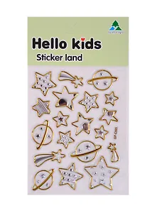 Наклейки с обводкой Космос (серебро, золото), 13 х 21,7 см , PVC