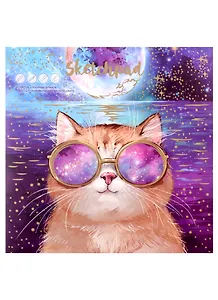 Скетчбук 170*170 40л "Космический кот" белый офсет, 120г/м2