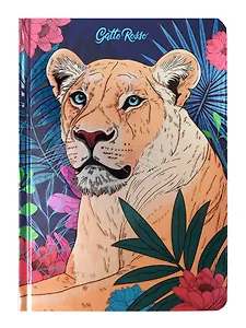Книга для записей А5 128л кл. "ДИКИЕ КОШКИ. ЛЬВИЦА" 7БЦ, выб.лак, скругл.углы