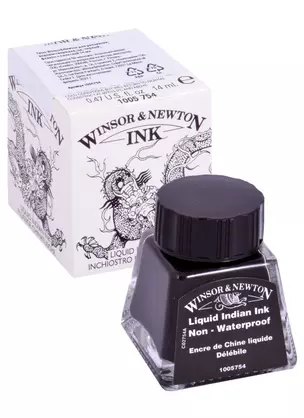 Тушь художественная Winsor&Newton, 14 мл, черная водорастворимая — 261817 — 1