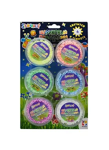 Пластилин шарик. не застыв. крупнозерн. свет. в темноте (956124-06) (6цв.) (90гр.) (Hobby) (3+) (блистер)