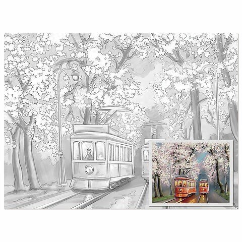Холст на картоне с контуром BRAUBERG ART CLASSIC Улочки, 30х40см, грунтованный, хлопок, 191542 2789644 — 1
