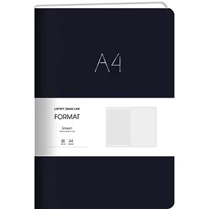 Книга для записей А4 80л лин. "Format" черн.иск.кожа, интегр.переплет, тиснение фольгой, скругл.углы, инд.уп. 2947920