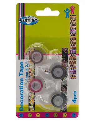 Лента клейкая декоративная 12мм*2.8м Centrum Набор 4 ролика в упаковке в асс. 320830