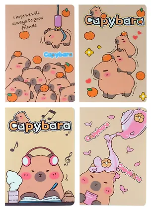 Тетрадь 32 листа в линейку "Capybara" сшивка, в ассортименте 3039629