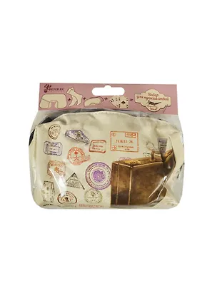 Феникс Презент Набор в чехле "Почтовые штампы" 10*16*5см: носки, маска для сна, подушка надувная, карты игр., 37169 2461692