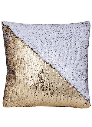 Подушка с пайетками белая с золотом (3887) (37х37) 2630093