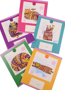 Тетрадь в клетку Unnika, "Сказочные коты (графика)", 24 листа, в ассортименте