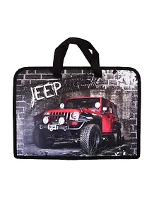 Папка для тетрадей А4 Джип красный 34*24,5*3см пластик, молния, текст.ручки, расширение