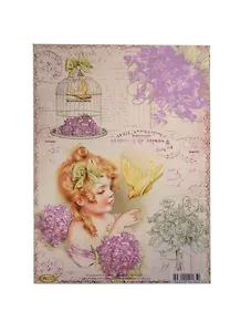 Декупажная карта Девочка с фиалкой (S-165) (упаковка)