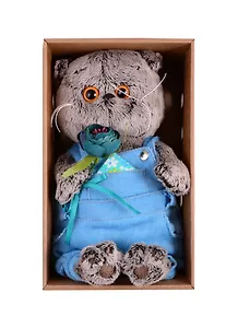 Игрушка мягкая Budi Basa, Басик в голубом комбинезоне с розочкой (22 см) (Ks22-142)