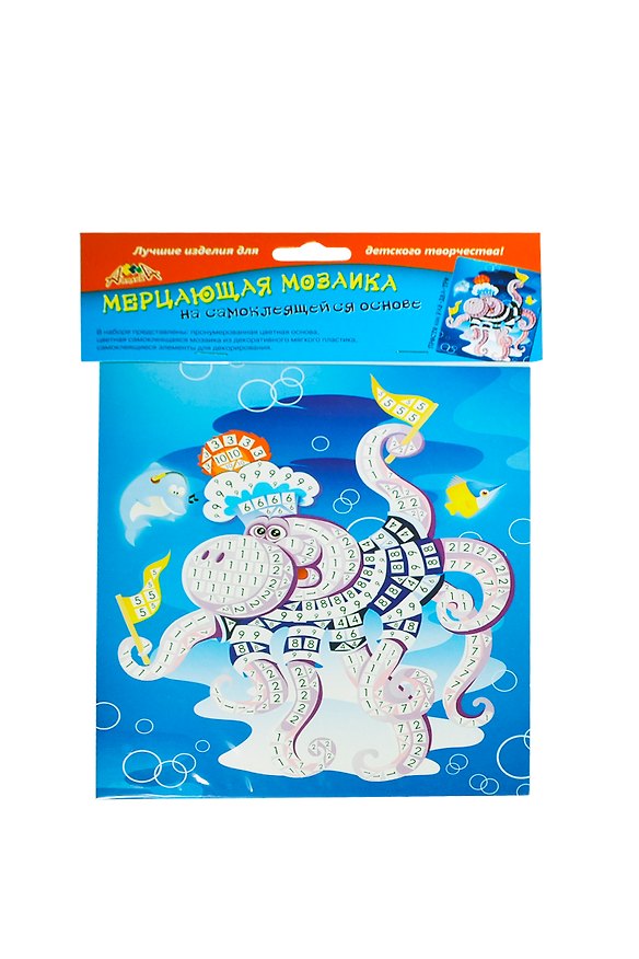 Самокл. мерцающая мозаика из мягк. пласт. А5 Осьминожек (C2420-03) (набор для дет. творч.) 2407625 — 1