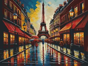 Картина по номерам 30х40 см. 30 цветов. На подрамнике. "Проспект в Париже"