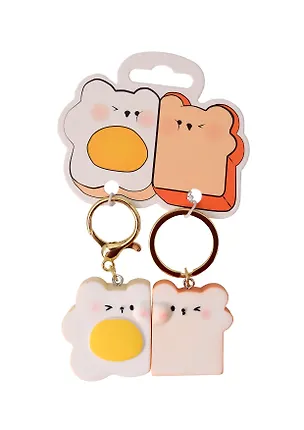 Брелоки парные Котик-яичница и Мишка-тост (ПВХ) (5х4) (12-NVEB-7) 3078831