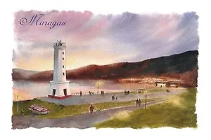 Открытка Магадан акварель Парк Маяк