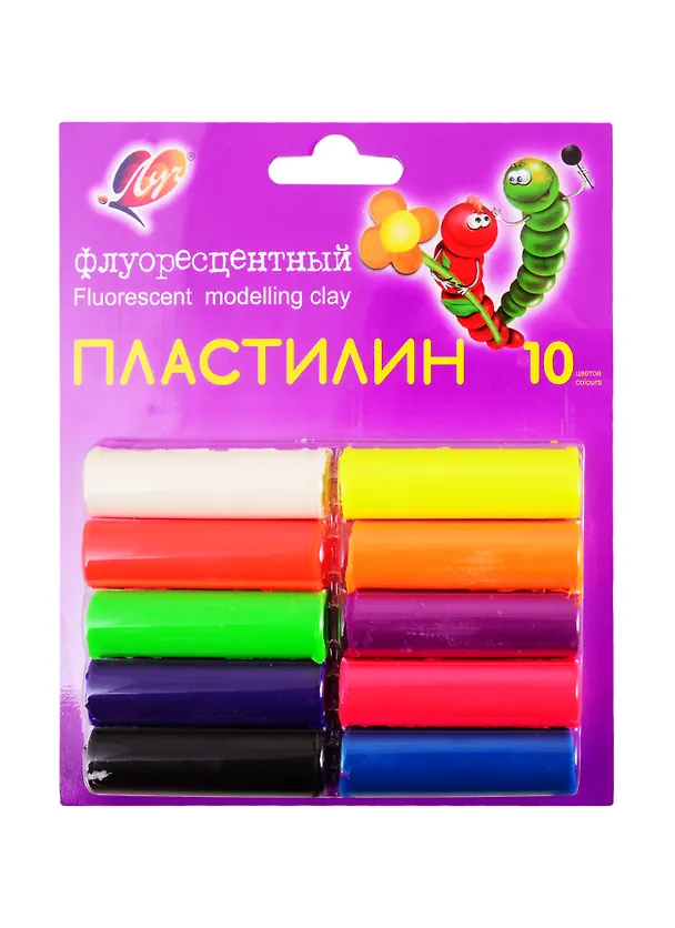 Пластилин 10цв 130гр "Флюрисветики" подвес, Луч 257125 — 1