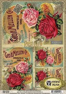 Декупажная карта Розы на открытках (S-114) (упаковка)