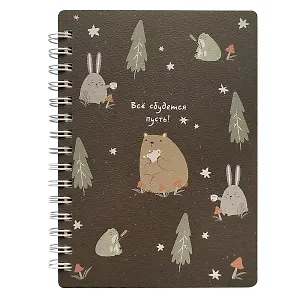 Блокнот 102*142 80л кл. &quot;Forest&quot;, елочки, карт.обл., спираль, микротекстурирование, ламинация