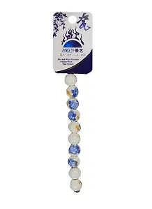 Набор для творчества Бусины керам. на силикон. нити 10шт 12мм, A20, розы голубые