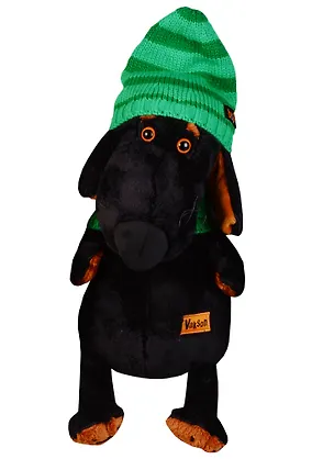 Мягкая игрушка Такса Ваксон в зеленой шапке и шарфе (29 см) (Vaks29-009) 2613000