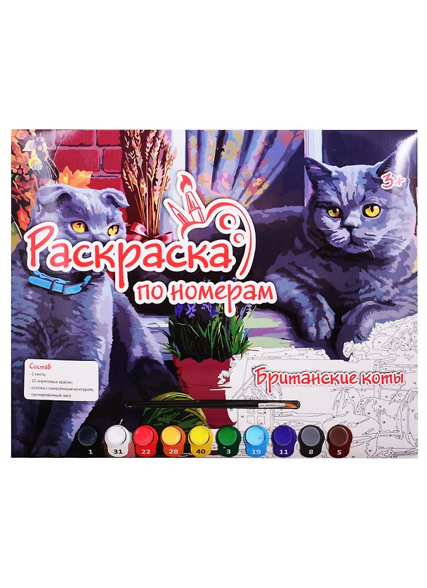 Картина-раскраска по номерам «Британские коты», А3, Рыжий Кот 2831558 — 1