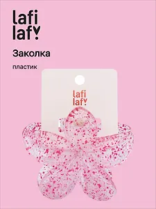 Заколка-крабик Цветок прозрачный/розовый узор (пластик) (12-253004-С7) (Lafilaf)