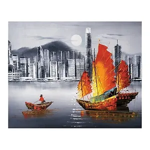 Холст на картоне с контуром BRAUBERG ART CLASSIC Паруса, 30х40см, грунтованный, хлопок, 191545